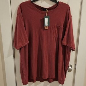 NWT Taylor Vintage Murphy Linen Cotton Blend Pocket T-Shirt  Red - Size XXL